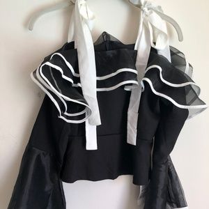 NWT - Marie shoulder tie ruffled blouse